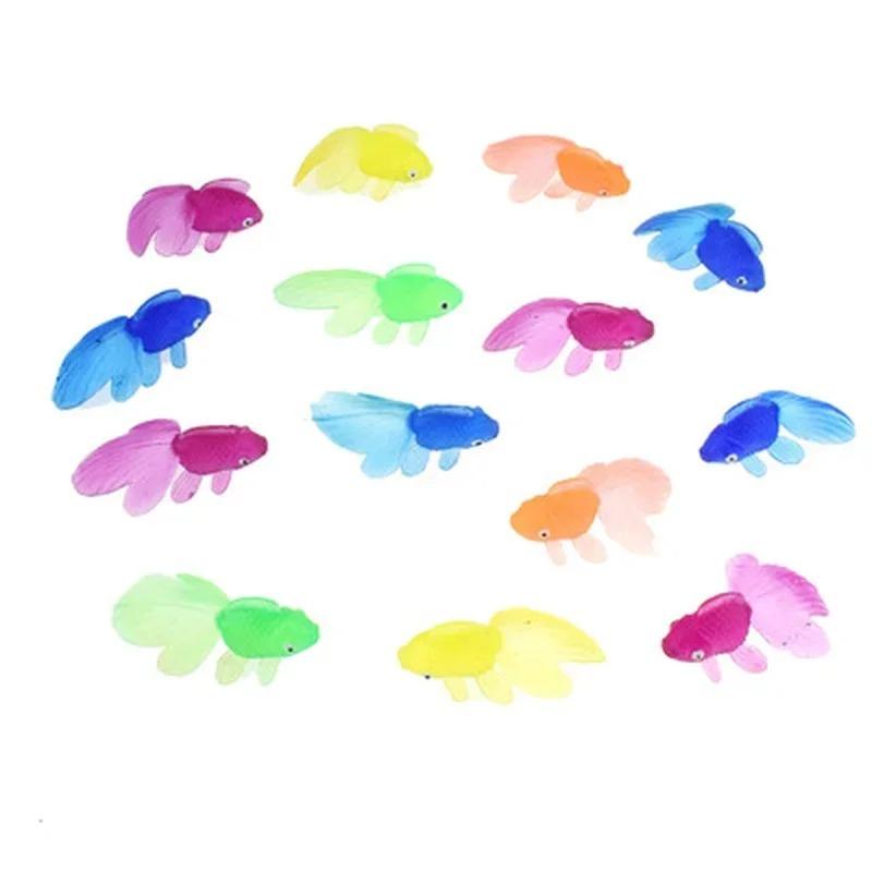 10 teile/satz Kinder Weiche Gummi Gold Fisch Baby Bad Spielzeug für Kinder Simulation Mini Wasser Fisch Kind Lustige Schwimmen Strand geschenke