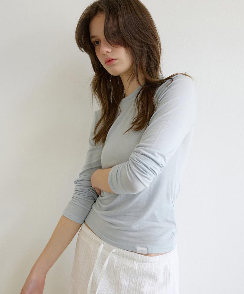 Letter From Moon Letters Routine Long Sleeve T-Shirt (Sky Blue)