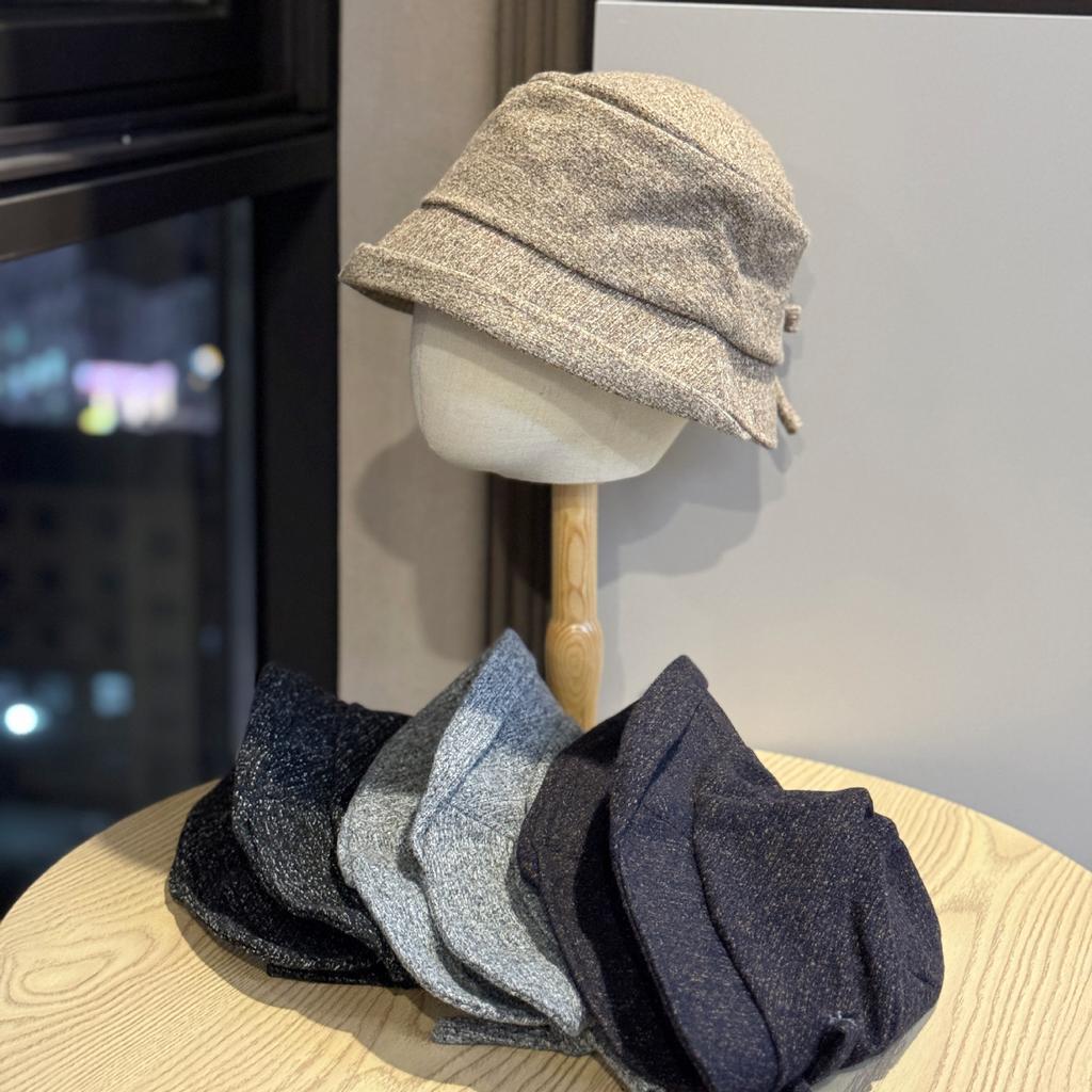 New Autumn and Winter Pleated Bow Fisherman Hat for Ladies Travel Fashion Face Showing Small Warm Basin Hat Foldable