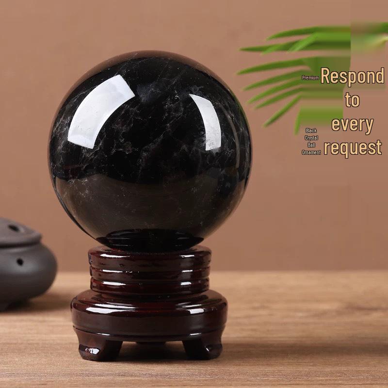 Obsidian Crystal Ball Ornament for Home or Office - Water Element Décor & Gift