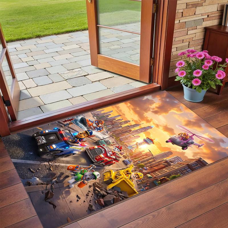 PAW Patrol Print Crystal Velvet Plush Rug Anti?Slip Wear?Resistant Floor Carpet For Indoor Household Home Decoration