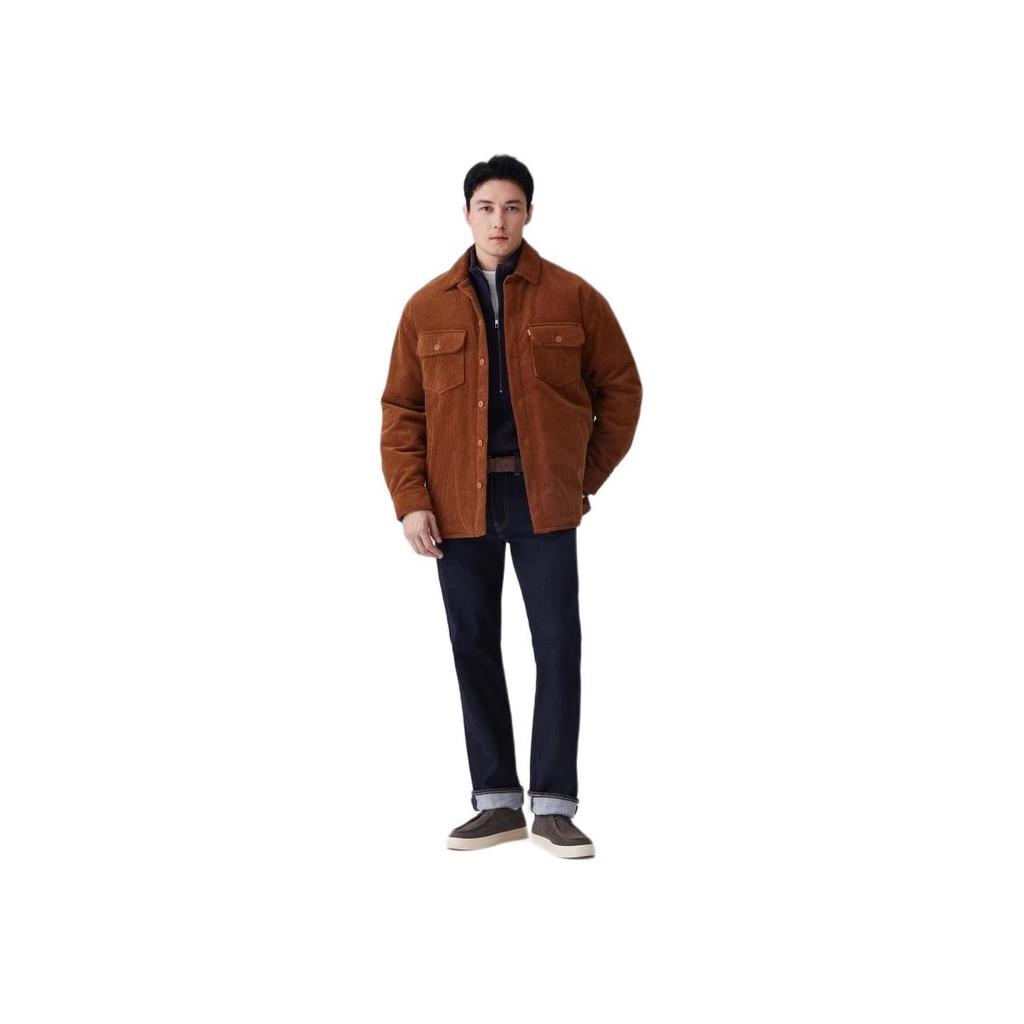 Giacca di Cotone a Maniche Lunghe con Colletto in Velluto a Coste Semplice Confortevole Versatile Casual Uomo Giacchetta Kaki 002PW-0001