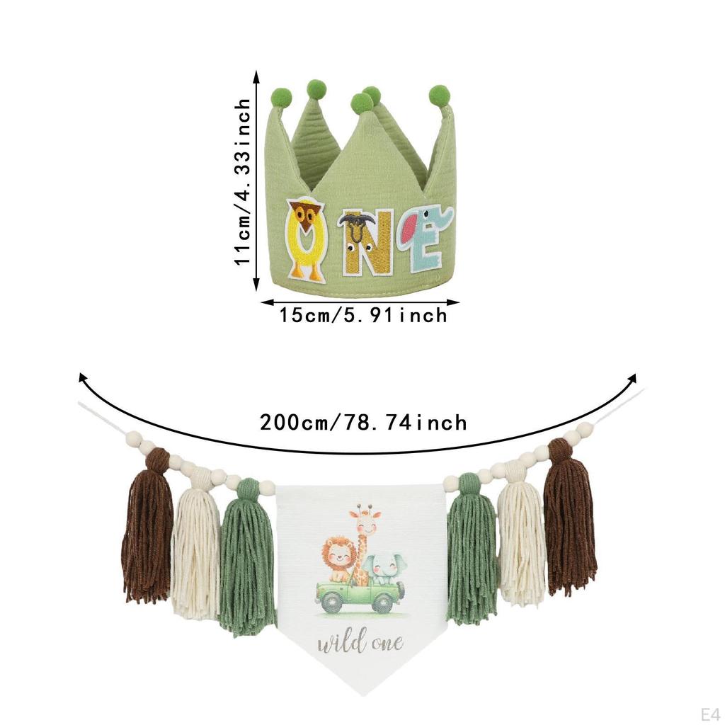 1-års födelsedagsfestdekorationer Kronhatt, Hängande prydnad Hemdekoration Högstolsbanner med