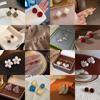 French Retro Pearl Plaid Earrings: Luxury Korean Studs for Women