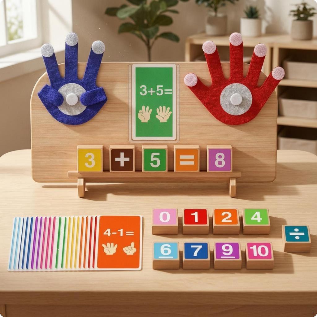 Wooden Math Learning Board Handson Addition Subtraction Detachable for Children, Kids