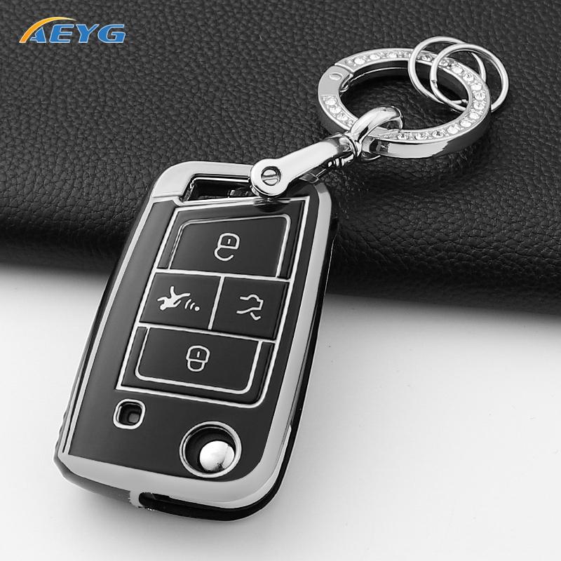 New Tpu Car Key Case Cover Shell Fob For Vw Volkswagen Golf 7 Mk7 Tiguan Mk2 For Seat Ateca Leon Fr 2 Ibiza Keychain Accessories