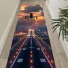 Airplane Runway Rug Sunset City Long Runner Rug Non Slip Washable Kitchen Mat Airport Light Scenic Hallway Entryway Carpet