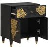 Nightstand with Door Black 50 x 33 x 60 cm Solid Mango Wood