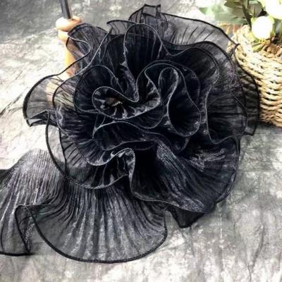 Fashion 1Yard Gradient Lace Fabric DIY 15CM Wide Pleated Lace Ribbon Transparent Organza Fabric Patchwork Decor