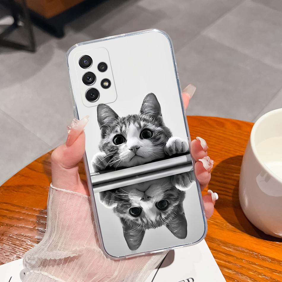 For Samsung Galaxy A72 A73 Case Simple Painted Flower Cover For Samsung A 72 A 73 Soft TPU Silicone Anti Drop Clear Phone Shell