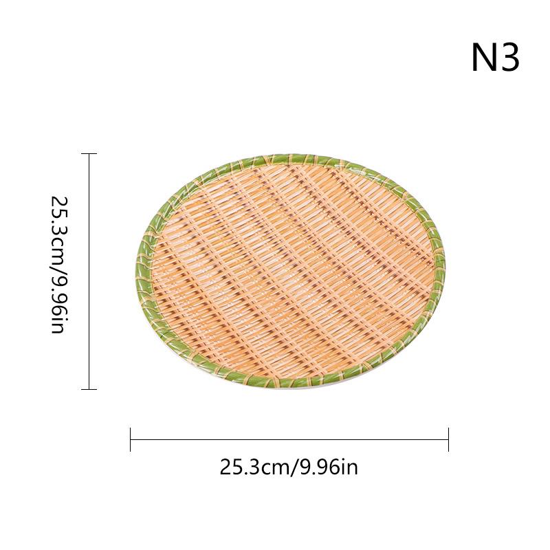 Bamboo Weaving Hot Pot Vegetable Plate Multiple Styles Melamine Barbecue Plate Green Serving Plate Restaurant
