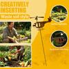 Outdoor Metal Helicopter Garden Stake Rust Finish Decorative Yard Ornament with Rotating Blades and Ground Spike for Lawn and Patio