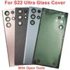 For Samsung Galaxy S22 Ultra 5G Matte Glass Battery Cover Rear Lid Back Door Housing + Original Camera Lens Glue Adhesive
