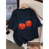 Cherry Pattern Printed Women's T-shirt Casual Sports Round Neck Short Sleeved Breathable Summer T-shirt Street New Clothing