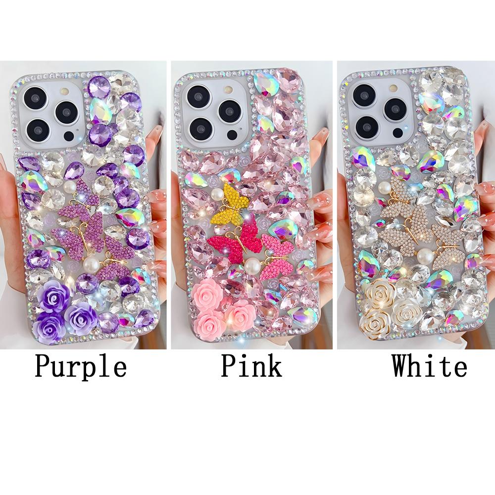 Glitter Bling Rhinestone Butterfly Rose Phone Case For XiaoMi 15 Ultra 14 Pro 14T 14A Plus 13 Lite 13T 12 12T 12S 12X 5G