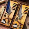 Steampunk Cthulhu Feather Fountain Pen Set - European Retro Quill, Mechanical Gear Design, Ideal Graduation Gift
