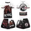 2026 Summer  MMA Training Suit Quick Dry Combat Sportswear Set Bold Pink & Black Graphic Shorts & T-Shirt Outfit for Kids