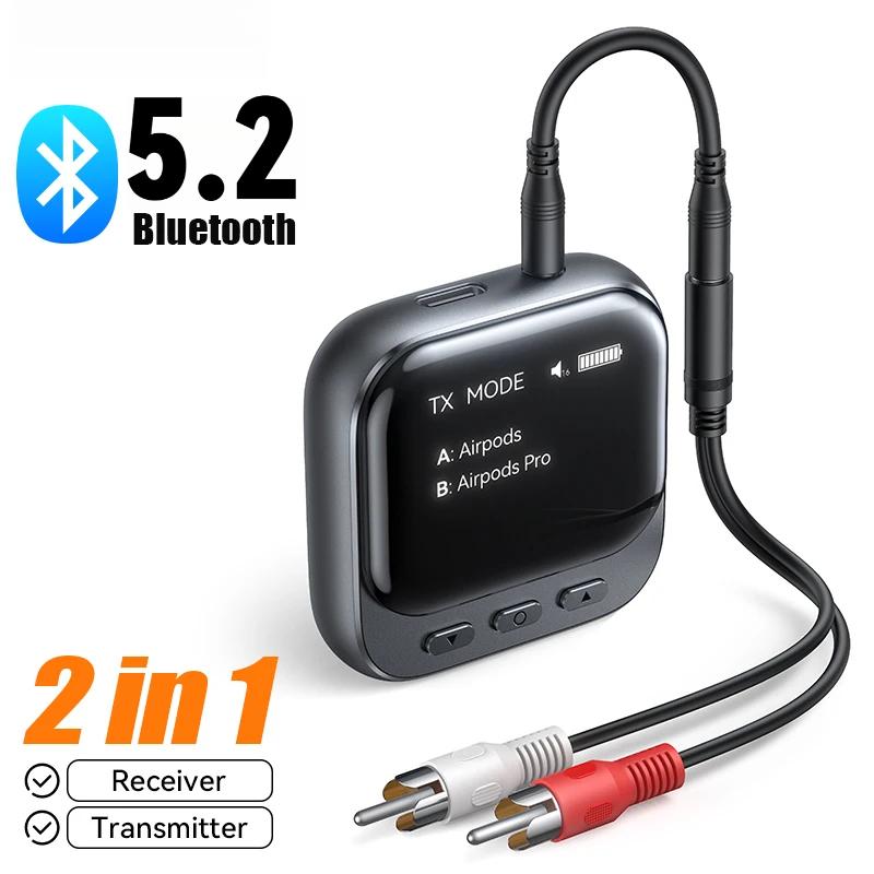 2-IN-1 Bluetooth 5.2 Receiver Transmitter 400mAh AUX Car Adapter With LED Display for Car Music/Hands-Free Calls JR-CB2S