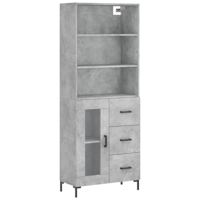 VidaXL Buffet haut Gris béton 69,5x34x180 cm Bois d'ingénierie 3189513