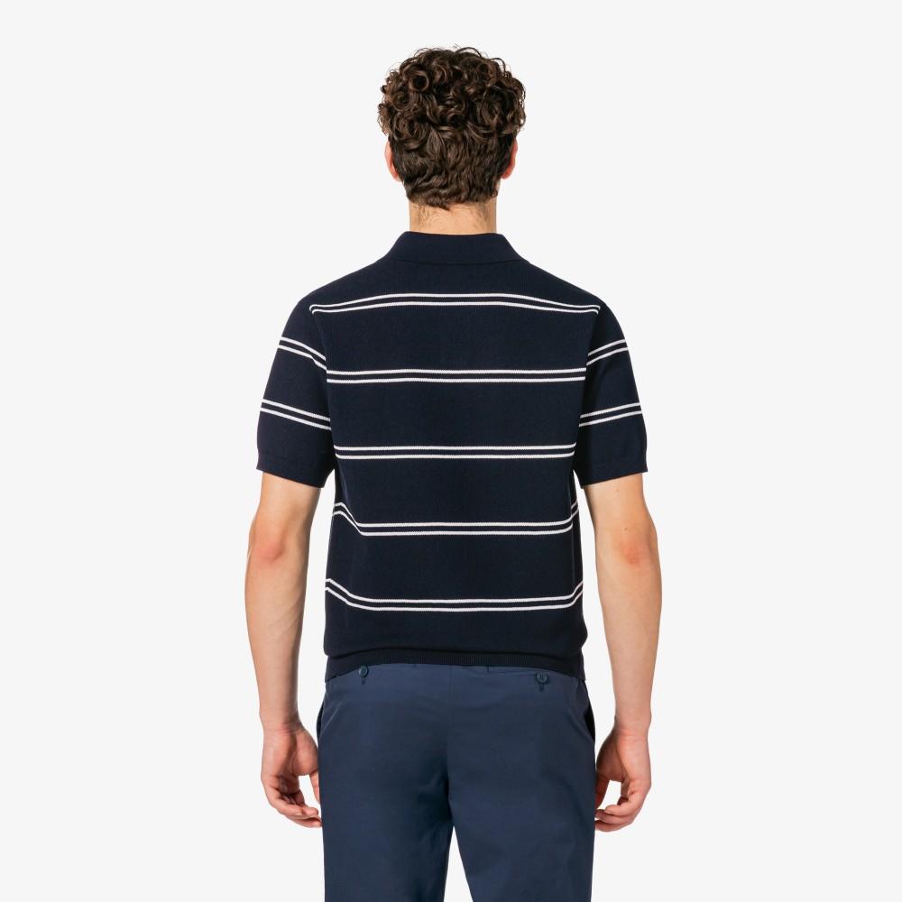 [lacoste] Men's Open-Collar Pin Stripe Short-Sleeve Sweater Polo Shirt PH396E-56G166