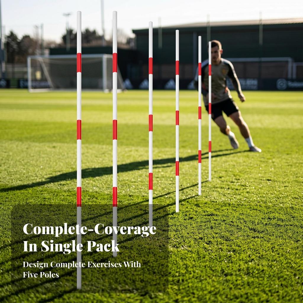 5 Pieces Lightweight Slalom Poles Soccer Training Poles, for Field Marking,