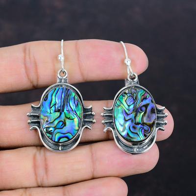 Abalone Shell Earring Gemstone Jewelry 925 Sterling Silver Earring Handmade Earrings Healing Stone Jewelry Gift For Mom Unique Style Earring