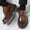 Fashion Lacquer Leather Thick Soled Men's Shoes Retro British Gentleman Style Leisure Business and Office Fashiona Street Quality Shoes