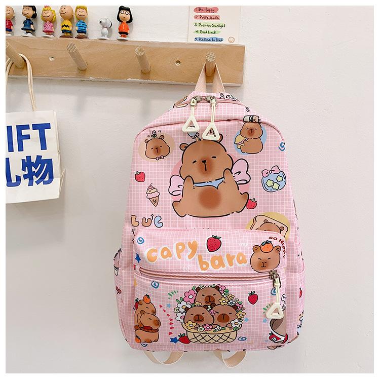 

School bag new backpack casual versatile backpack children cute cartoon school bag розовый
