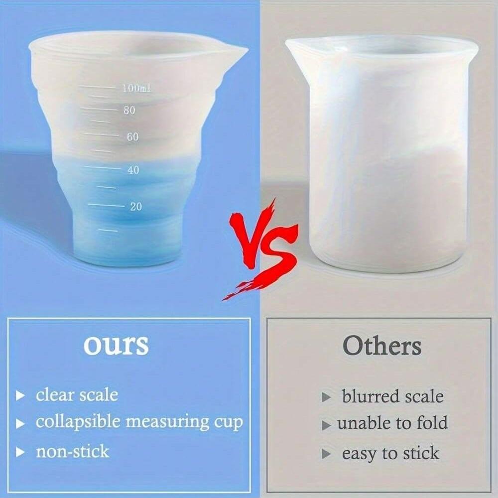 Silicone Resin Measuring Cups Set Foldable Mixing Cups with Scale for Candle Making Jewelry Crafting Durable Silicone Material