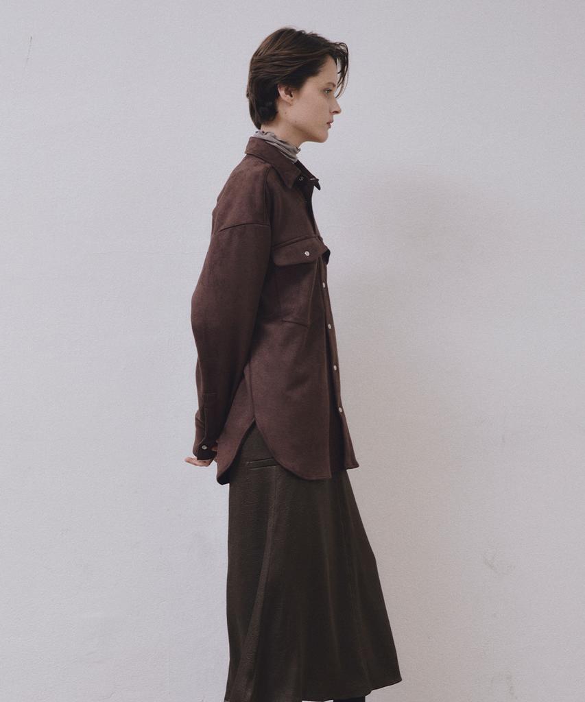MIDNLOW Suede Shirts Jacket (Brick)_Suede Jacket