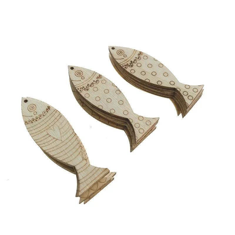 50 Stück 50mm Unbearbeitete Holzfischform Holzscheiben Holzmalerei Großhandel Bastelartikel für Kinder zum Bemalen für Bastelarbeiten DIY Heimdekoration