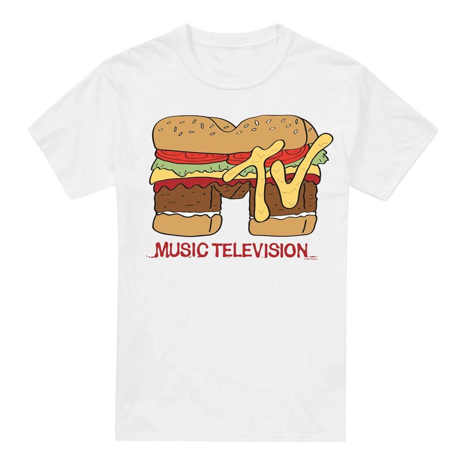 MTV Hamburger Logo T-Shirt S-2XL, White S
