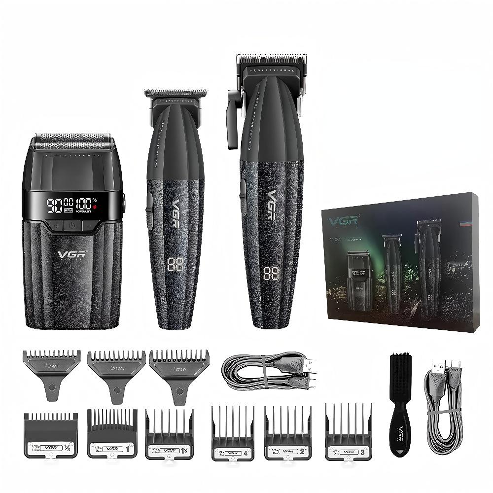 

VGR Hair Clippers Professional 9000RPM Hair Cutting Machine Rechargeable Beard Trimmer Hair Clippers Home Clippers Digital Display LED Shaver V-640 S3 чёрный
