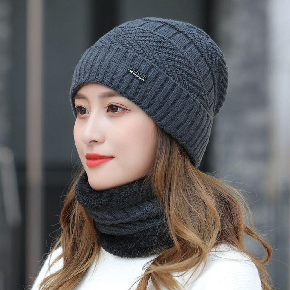 Hats Hats Bib Velvet Winter Warm Hat Neck Warm Hats Scarf Sets Beanie Cap Women Hat Knitted Hat