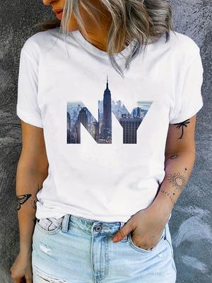 NYC Women'S Printed T-Shirt for Summer Casual Streetwear  Soft And Comfortable Simple Design Showing Natural And Elegant Style
