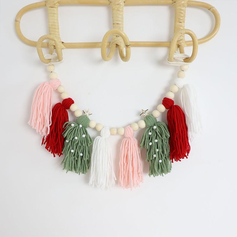 1Pc Colorful Adjustable Nordic Style Pendant Tassel Banner Christmas String