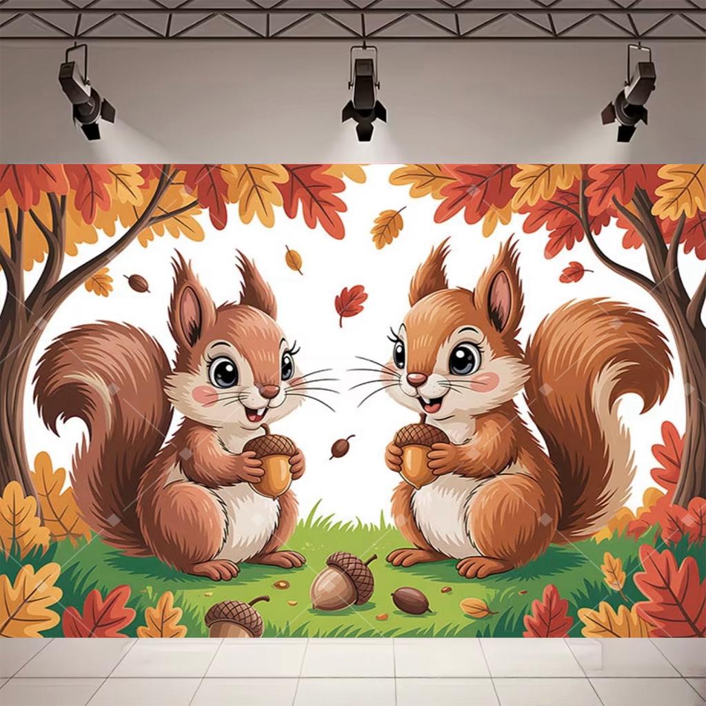 Happy Thanksgiving photo backdrop, autumn harvest, pumpkin, maple leaf, fall party decor648