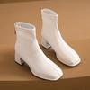 French Thick Heel Small Short Boots Women's 2025 New Martin Boots Fashion Soft Leather Square Head Versatile Medium Boots Fashion Boots