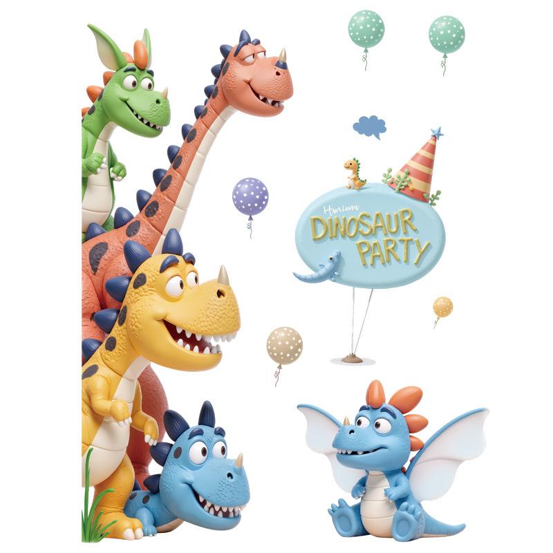 

Настенная наклейка с динозавром для детской комнаты, Съемный самоклеящийся мультяшный декор фона с животными, Наклейка для настенного искусства в детской as pic разноцветный