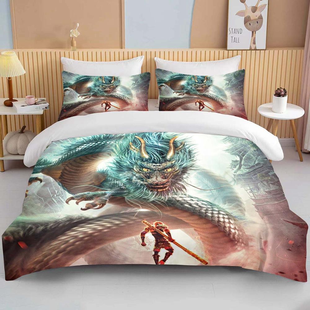 Chinese dragon Bedding 3 Piece Set king size double bed bedding set microfiber or polyester duvet cover set  bedroom bed set
