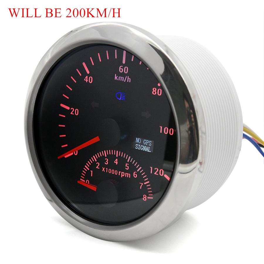 85mm Digital Car Cargo Boat GPS Speedometer 0-200km / h 8000rpm Tachometer for Car Boat ATV 9-32V