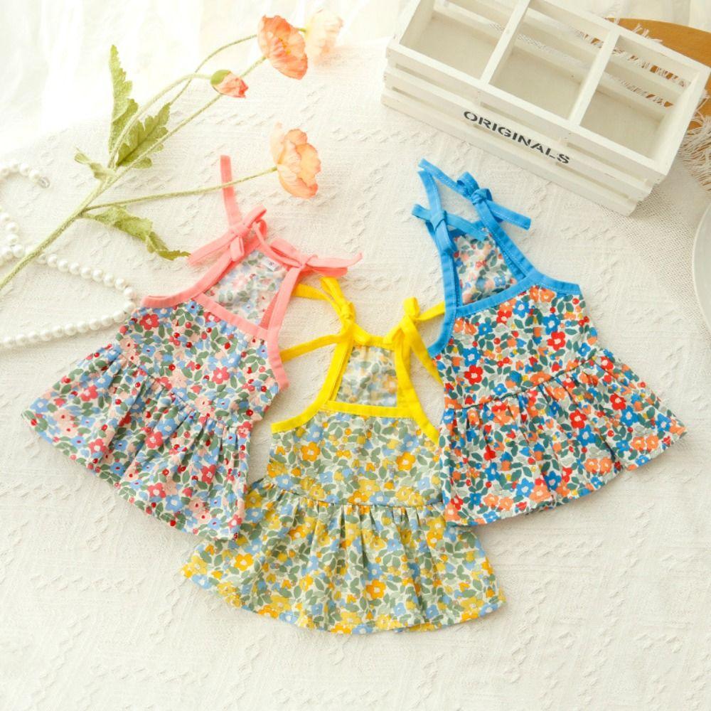 

Soft Pet Summer Clothes Cute Pet Princess Dresses Cat Suspender Floral Skirt Small Animal S синій