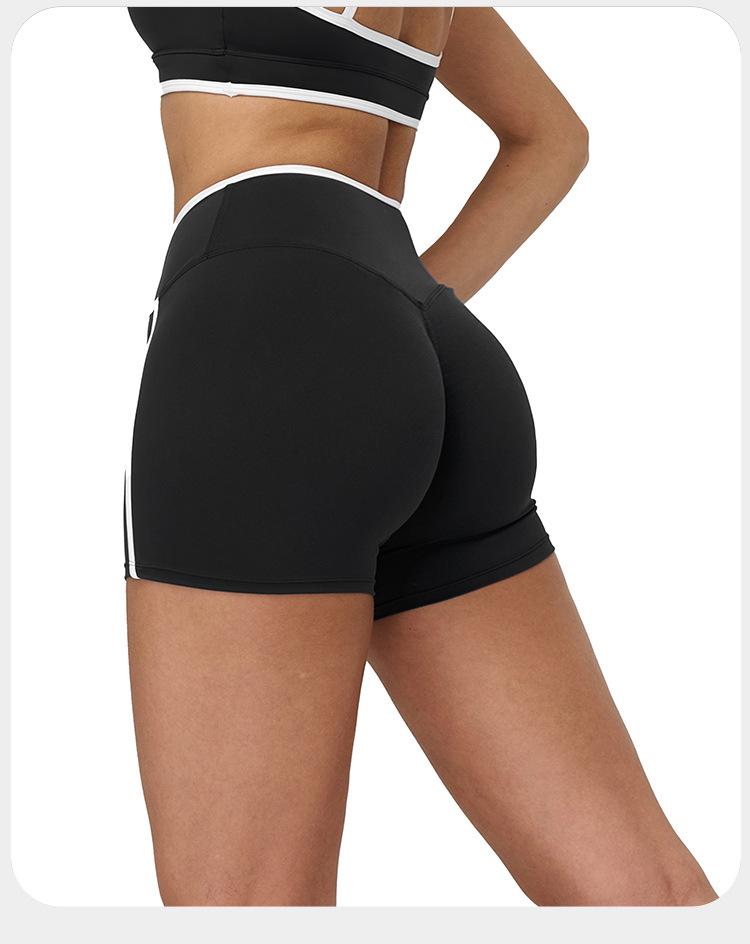 Color-Block Yoga-Shorts mit überkreuztem Bund - Hüfthebende Passform für Laufen & Fitness