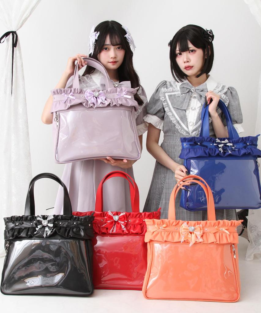 bag for fans of sparkly tote decorated clear for live sax Ita-bag (decorated anime/manga/games), transparent, frilly, heart, jeweled, Yumetenbo,