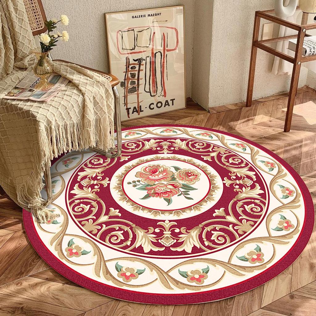 European Round Living Room Red Carpet 200x200 Decoration Home Balcony Hanging Chair Mat for Floor Rugs for Bedroom Kids Room