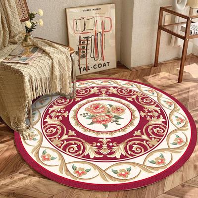 Tappeto Rotondo da Salotto Europeo Rosso 200x200 Decorazione Casa Balcone Sedia Sospesa Tappetino per Pavimento Tappeti per Camera da Letto Stanza dei Bambini