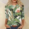 Women's Fashionable Casual Round Neck Three-Quarter Sleeve Printed T-Shirt Top