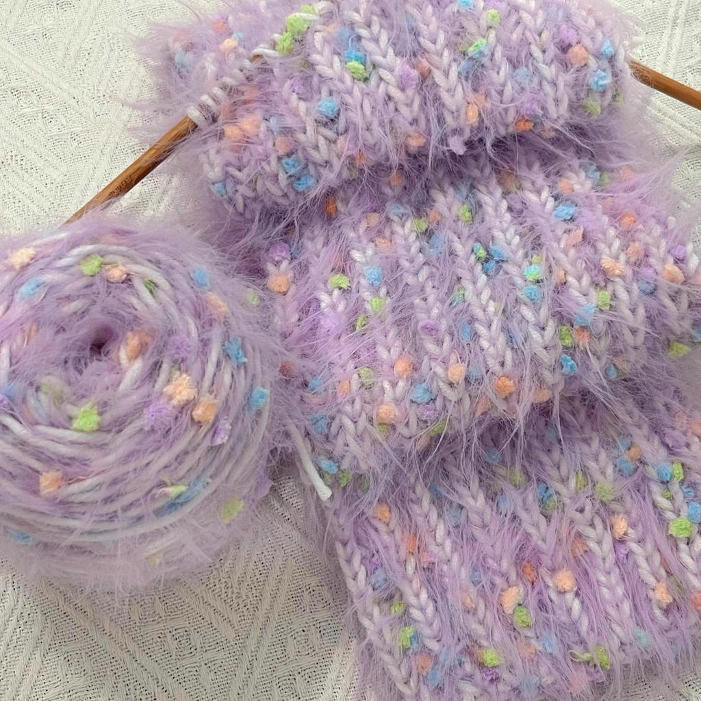 Rainbow Gradient Mohair Yarn Kit - Medium Thickness, Ideal for Hand-knitting Scarves