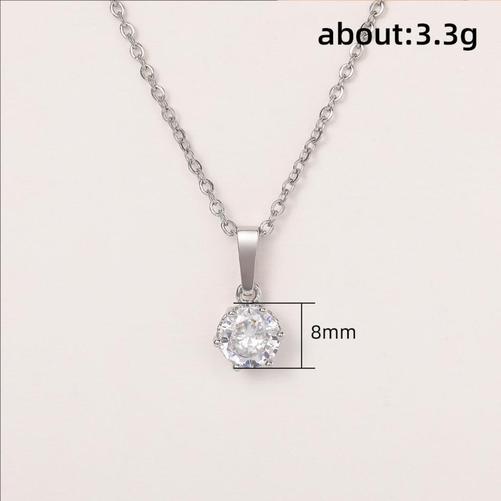 Simple Solitaire Zircon Necklace Elegant Valentine’s Day Gift Jewelry