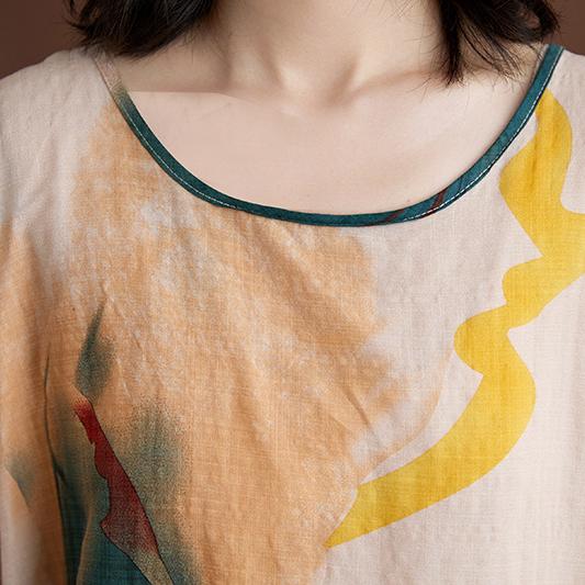 Sukienka Plus Size dla kobiet Bambusowa bawełniana lniana styl wiejski Świeże pozycjonowanie Sukienki z kamizelką w kwiaty